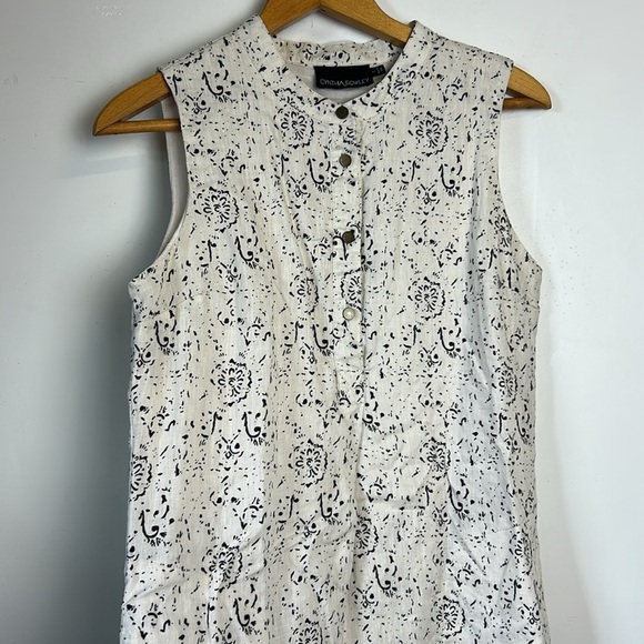 Cynthia Rowley 100% Linen Sz 2 Sleeveless Patterned Mini Dress English country - Picture 3 of 13